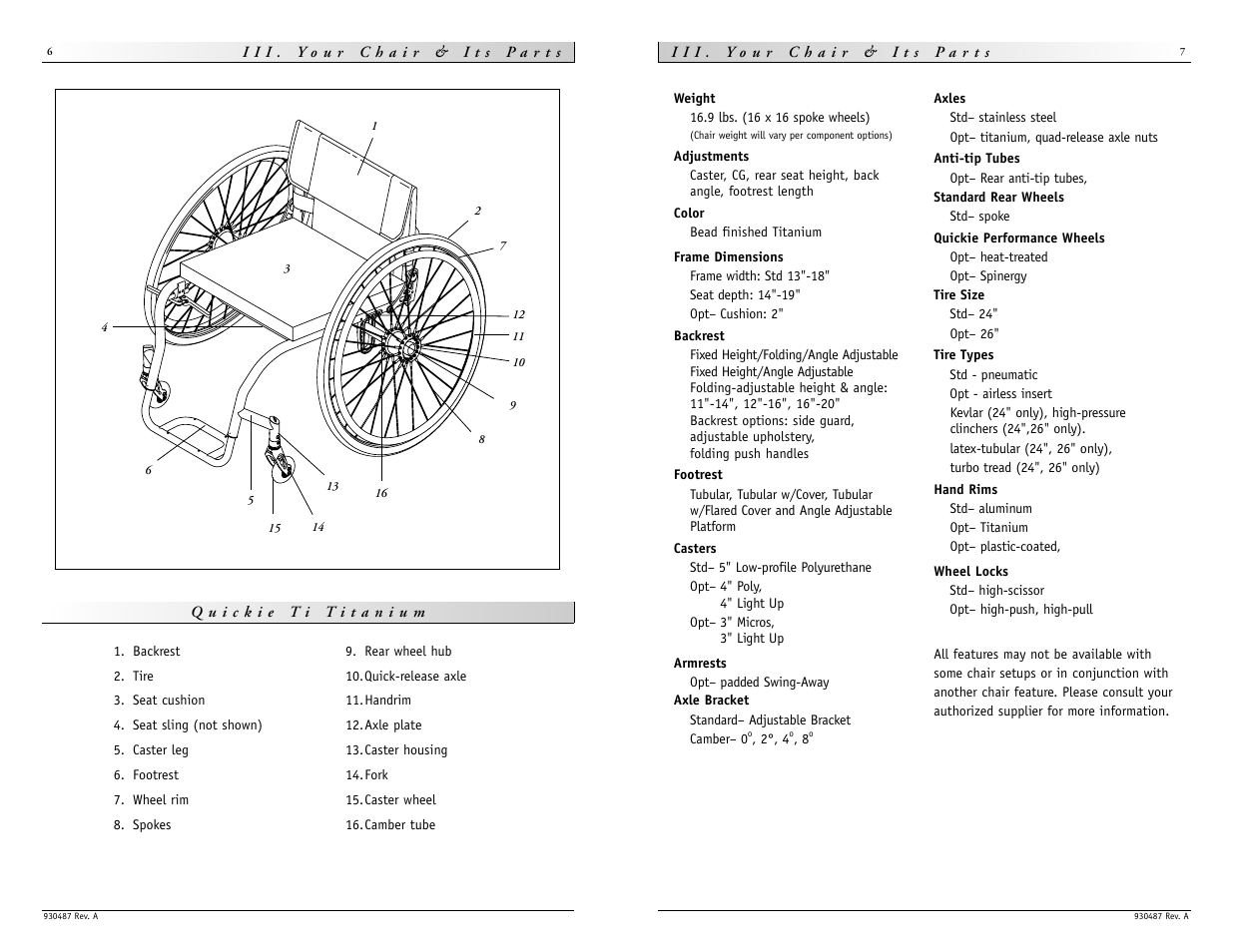 Sunrise Medical Quickie Ti Titanium User Manual | Page 4 / 23