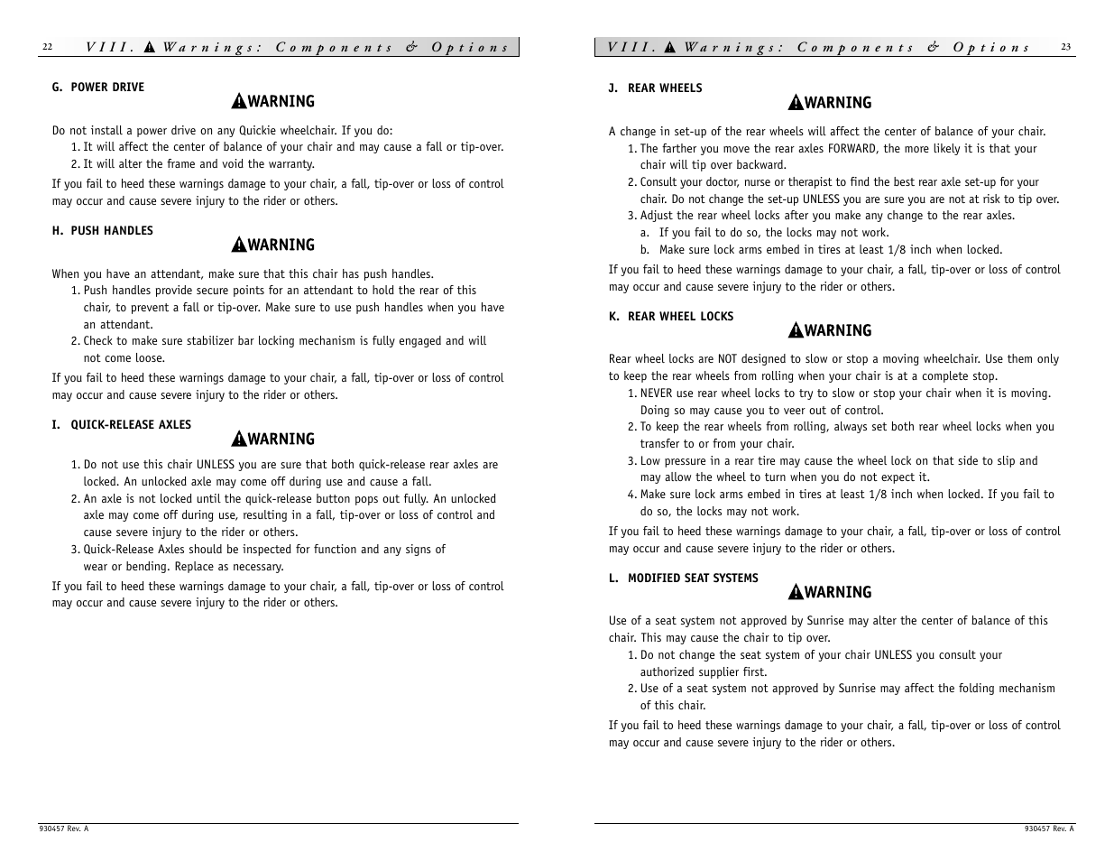 Sunrise Medical Quickie M6 User Manual | Page 12 / 21