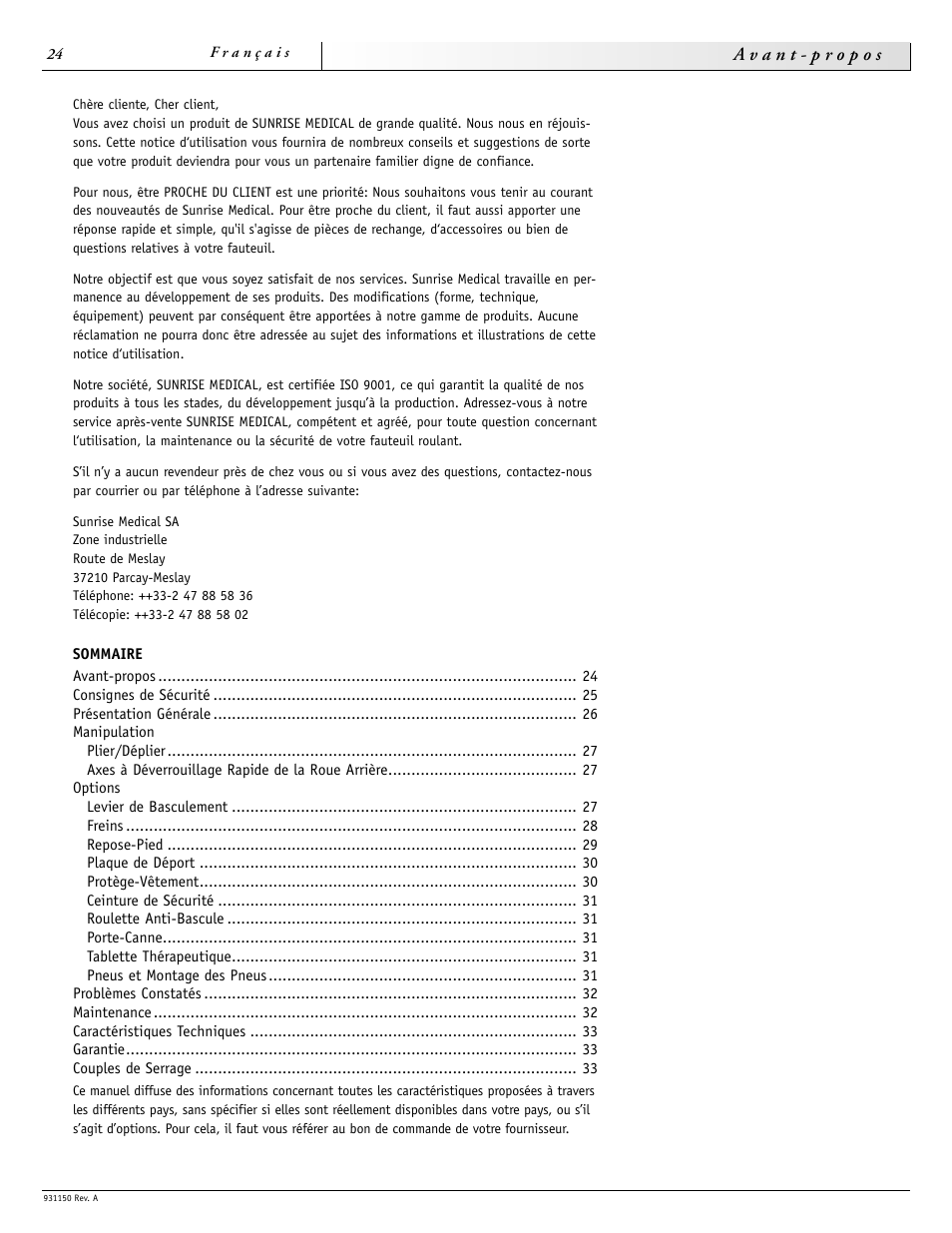 Sunrise Medical Guardian 931150 User Manual | Page 24 / 34