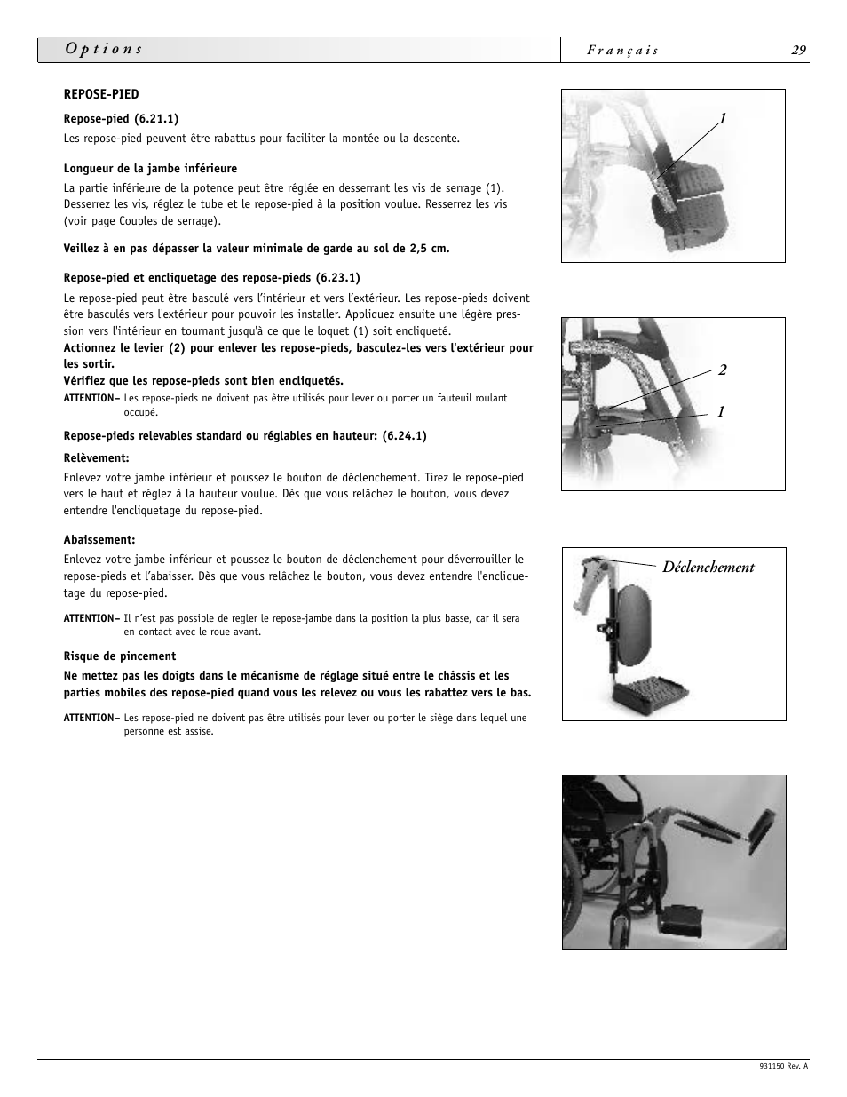 21 déclenchement 1 | Sunrise Medical Guardian 931150 User Manual | Page 29 / 34