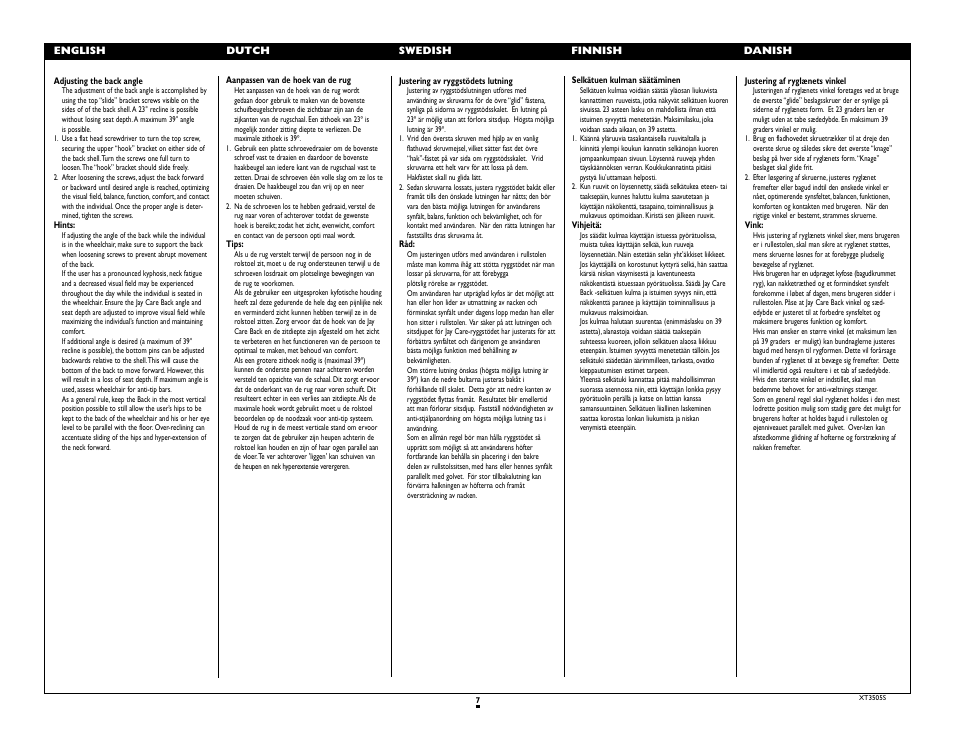 Sunrise Medical Jay Care Back 3500 Series User Manual | Page 7 / 10