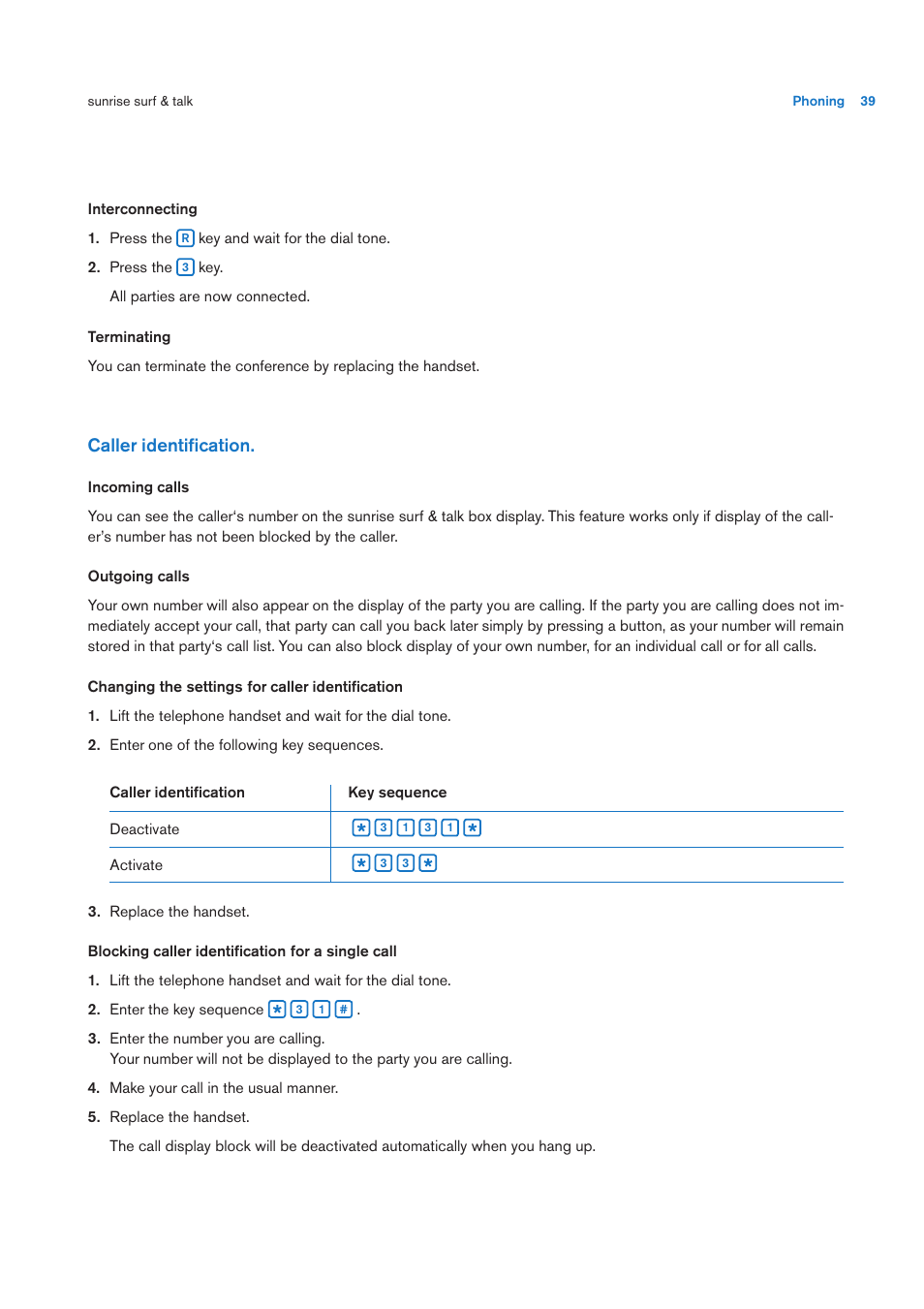 Caller identifi cation | Sunrise Medical User Manual User Manual | Page 39 / 60