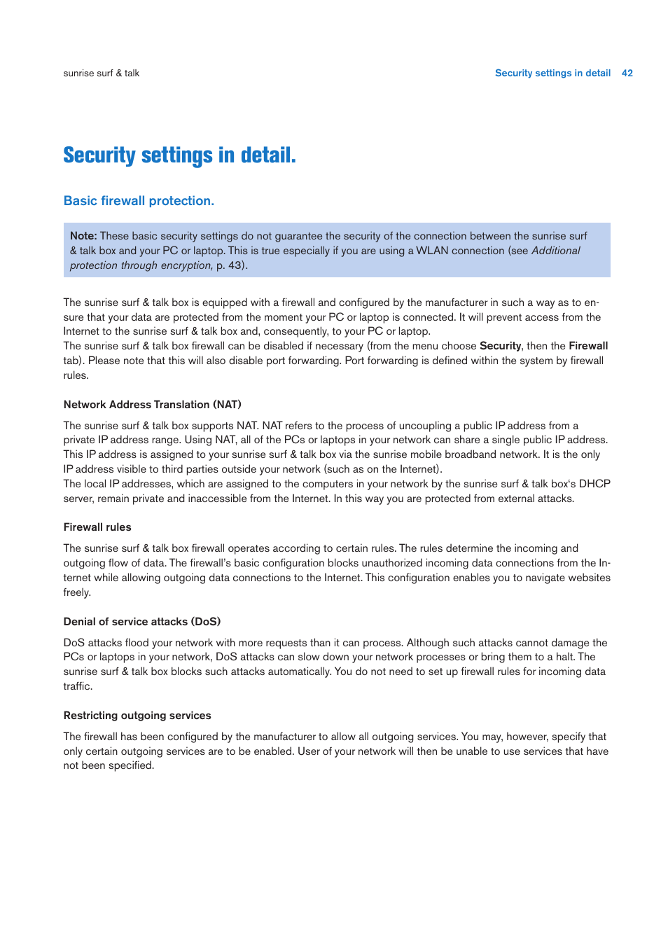 Security settings in detail | Sunrise Medical User Manual User Manual | Page 42 / 60