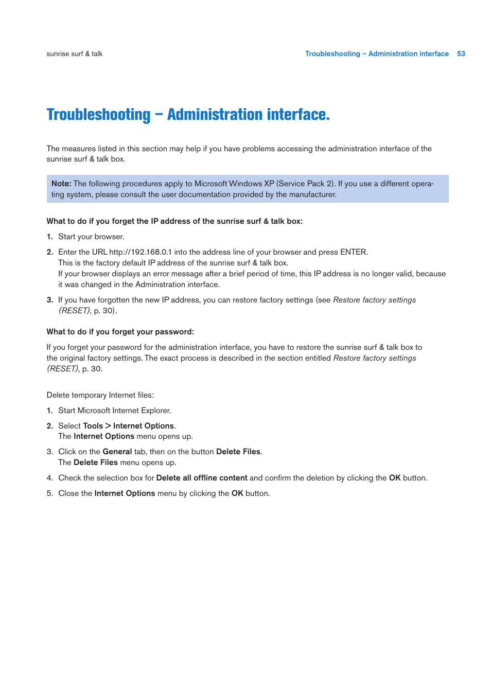 Troubleshooting – administration interface | Sunrise Medical User Manual User Manual | Page 53 / 60