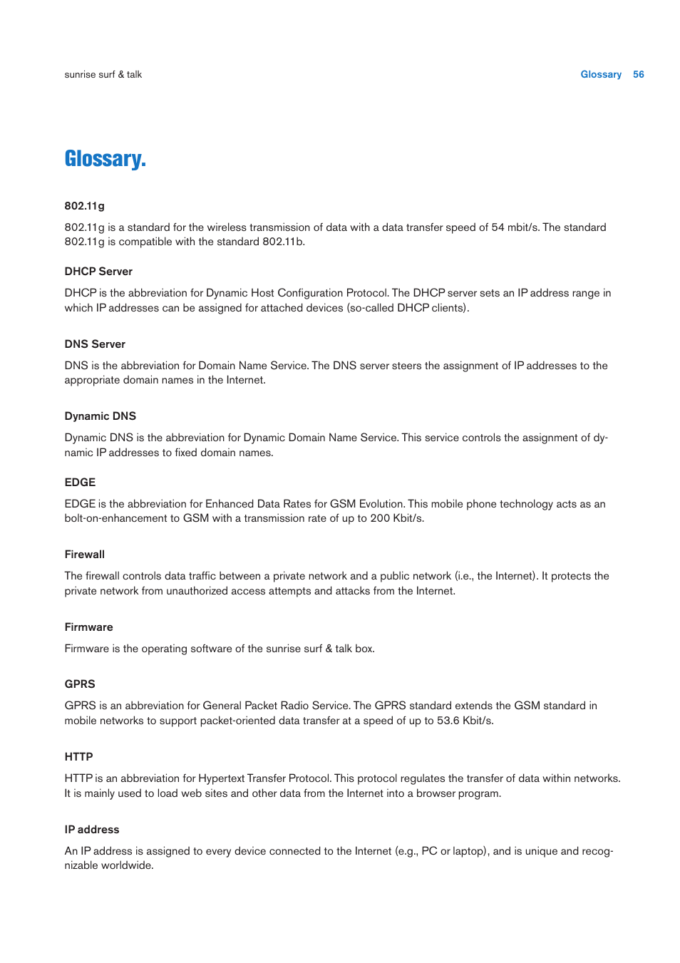 Glossary | Sunrise Medical User Manual User Manual | Page 56 / 60