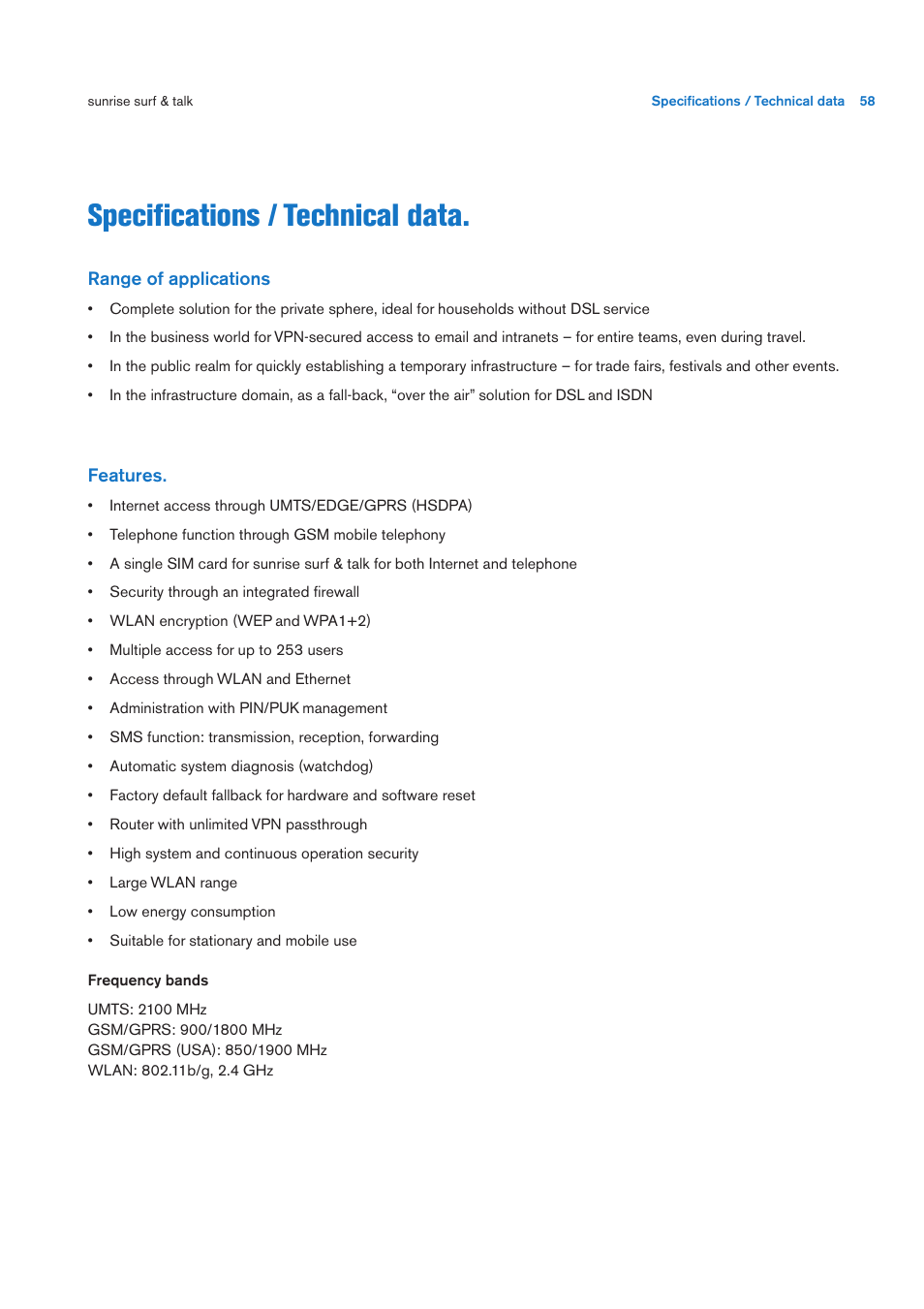 Specifi cations / technical data | Sunrise Medical User Manual User Manual | Page 58 / 60