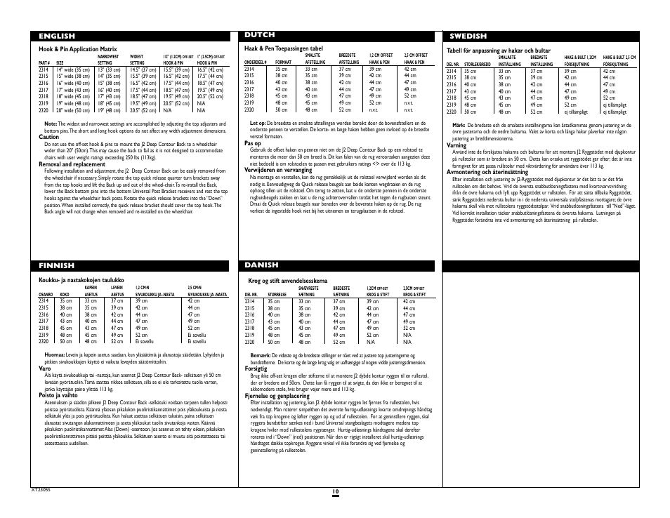 Sunrise Medical Jay J2 2300 SERIES User Manual | Page 10 / 12