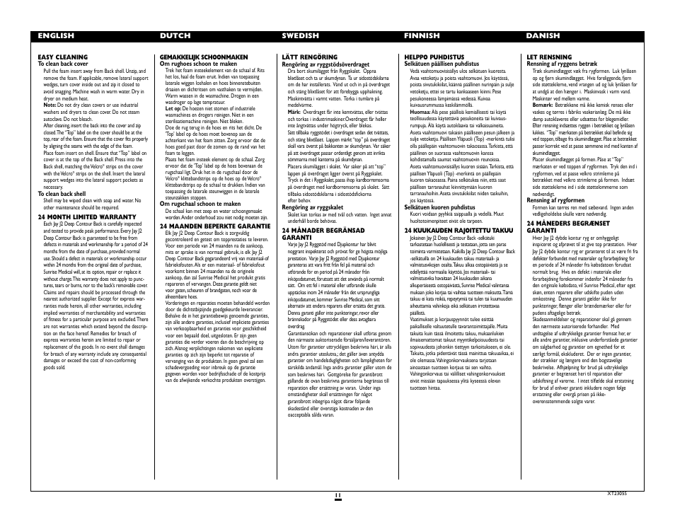 Sunrise Medical Jay J2 2300 SERIES User Manual | Page 11 / 12