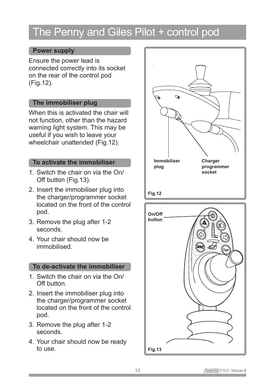 The penny and giles pilot + control pod | Sunrise Medical POWERTEC F50 User Manual | Page 16 / 44