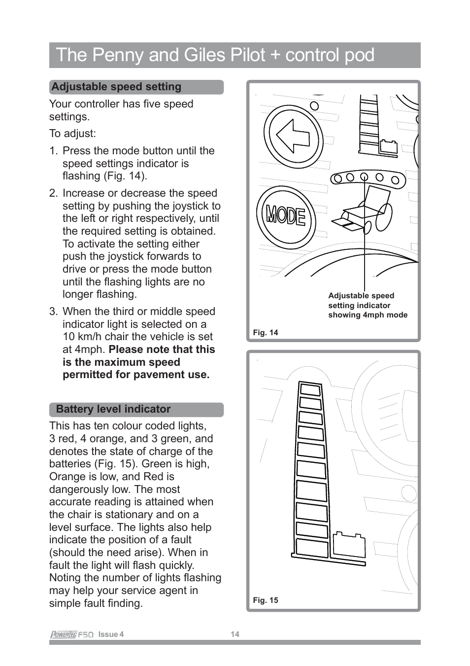 The penny and giles pilot + control pod | Sunrise Medical POWERTEC F50 User Manual | Page 17 / 44