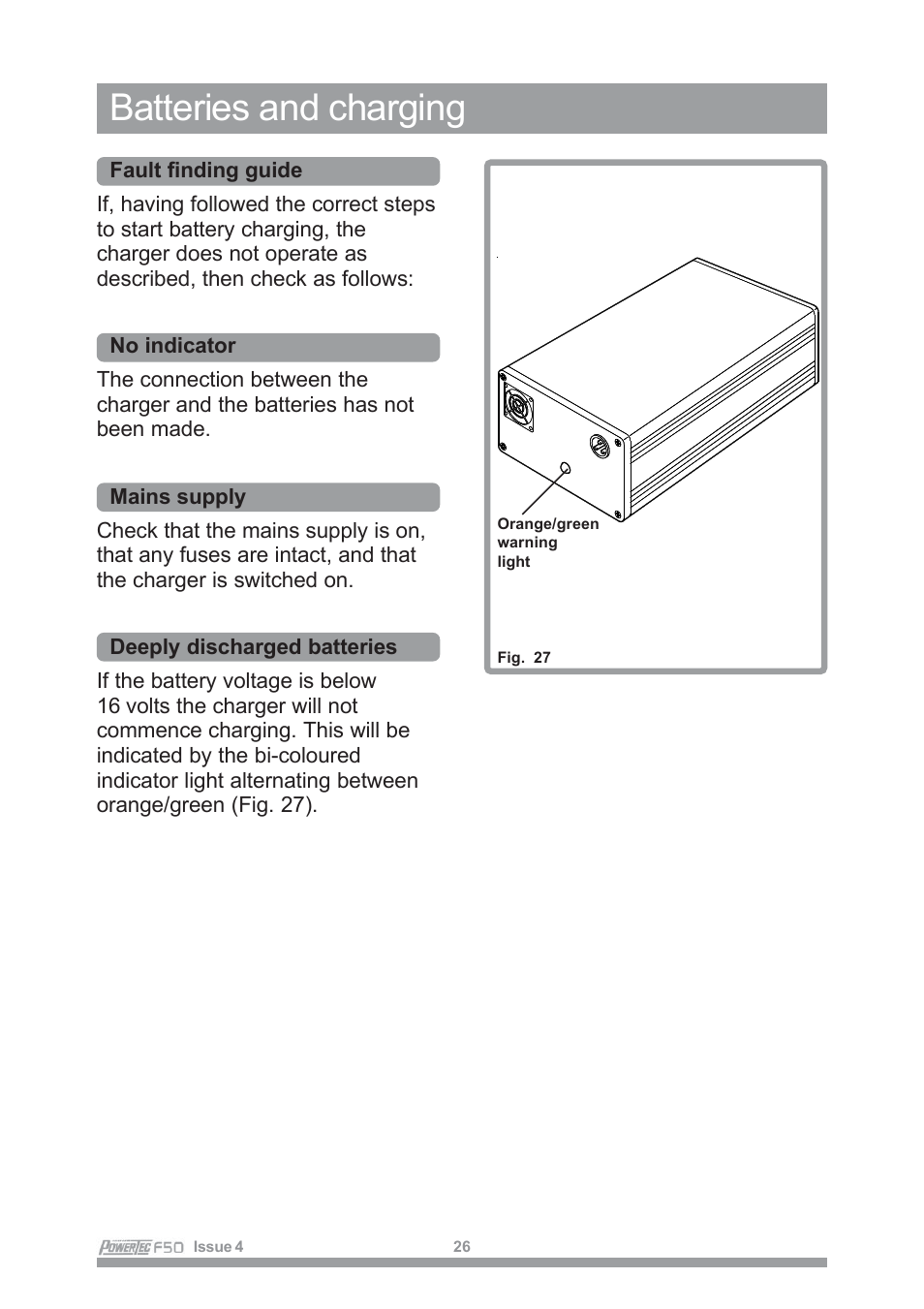 Batteries and charging | Sunrise Medical POWERTEC F50 User Manual | Page 29 / 44