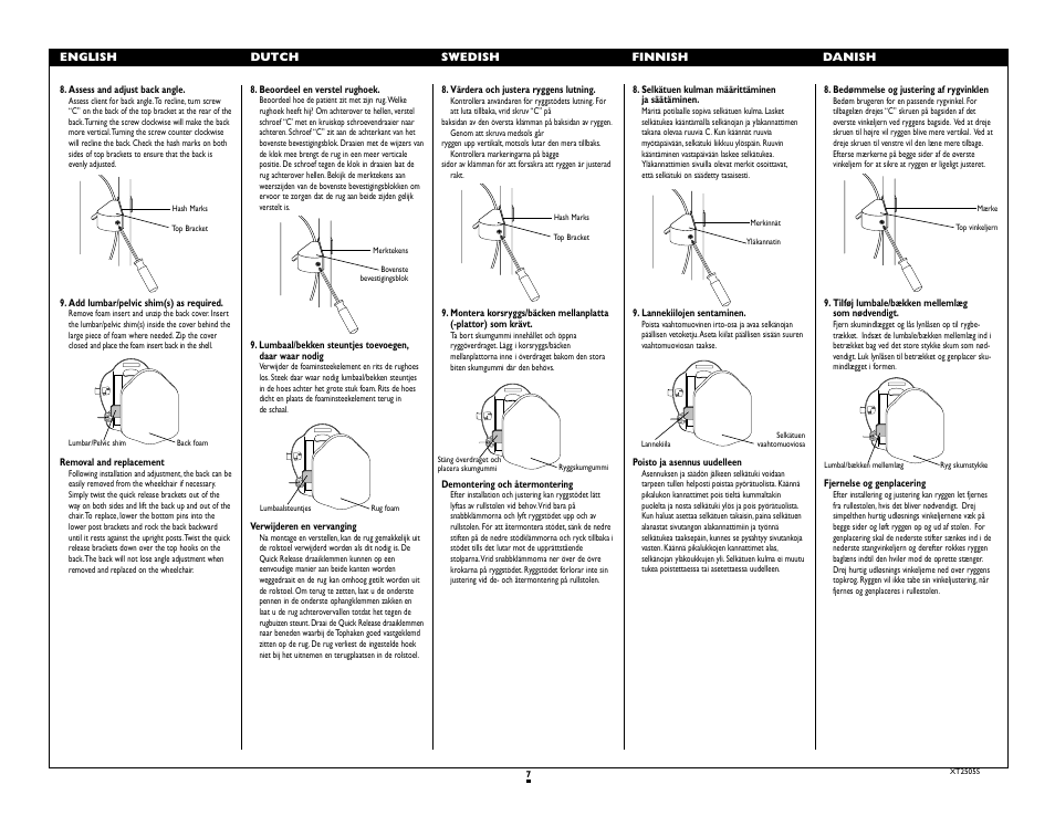 Sunrise Medical Jay J2 Back XT2505S User Manual | Page 7 / 8