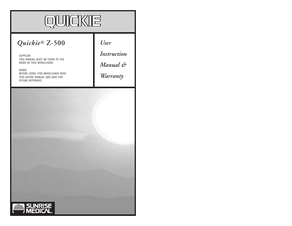 Sunrise Medical wheelchair Z-500 User Manual | 26 pages