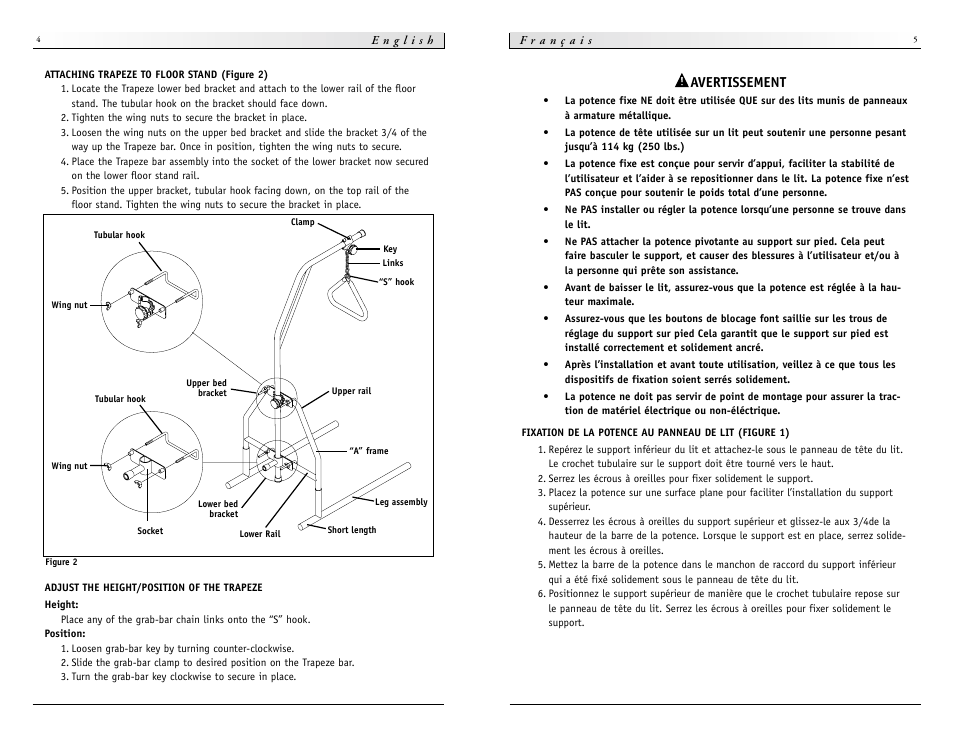 Avertissement | Sunrise Medical Trapeze IC-7740 User Manual | Page 3 / 7