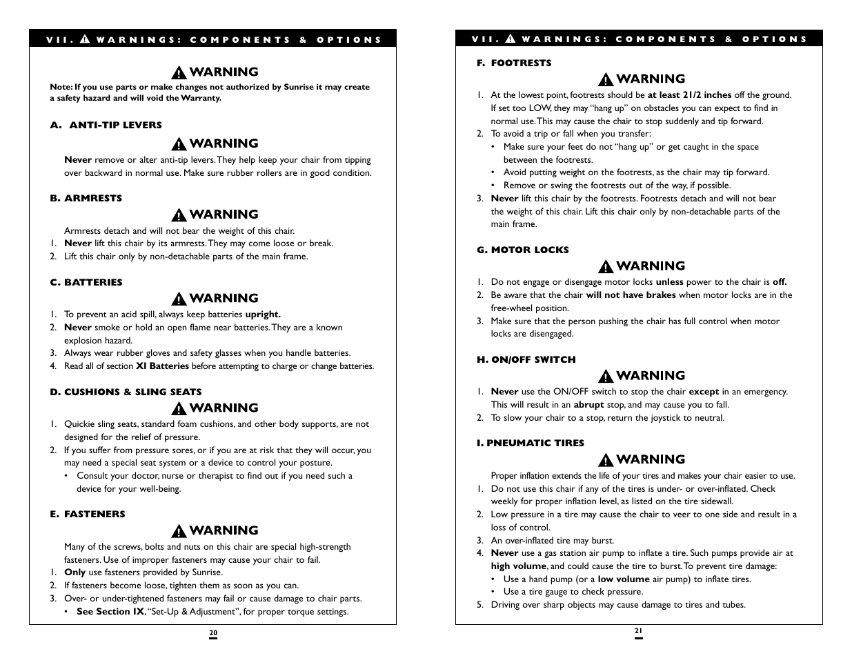 Sunrise Medical QUICKIE V-521 User Manual | Page 11 / 24