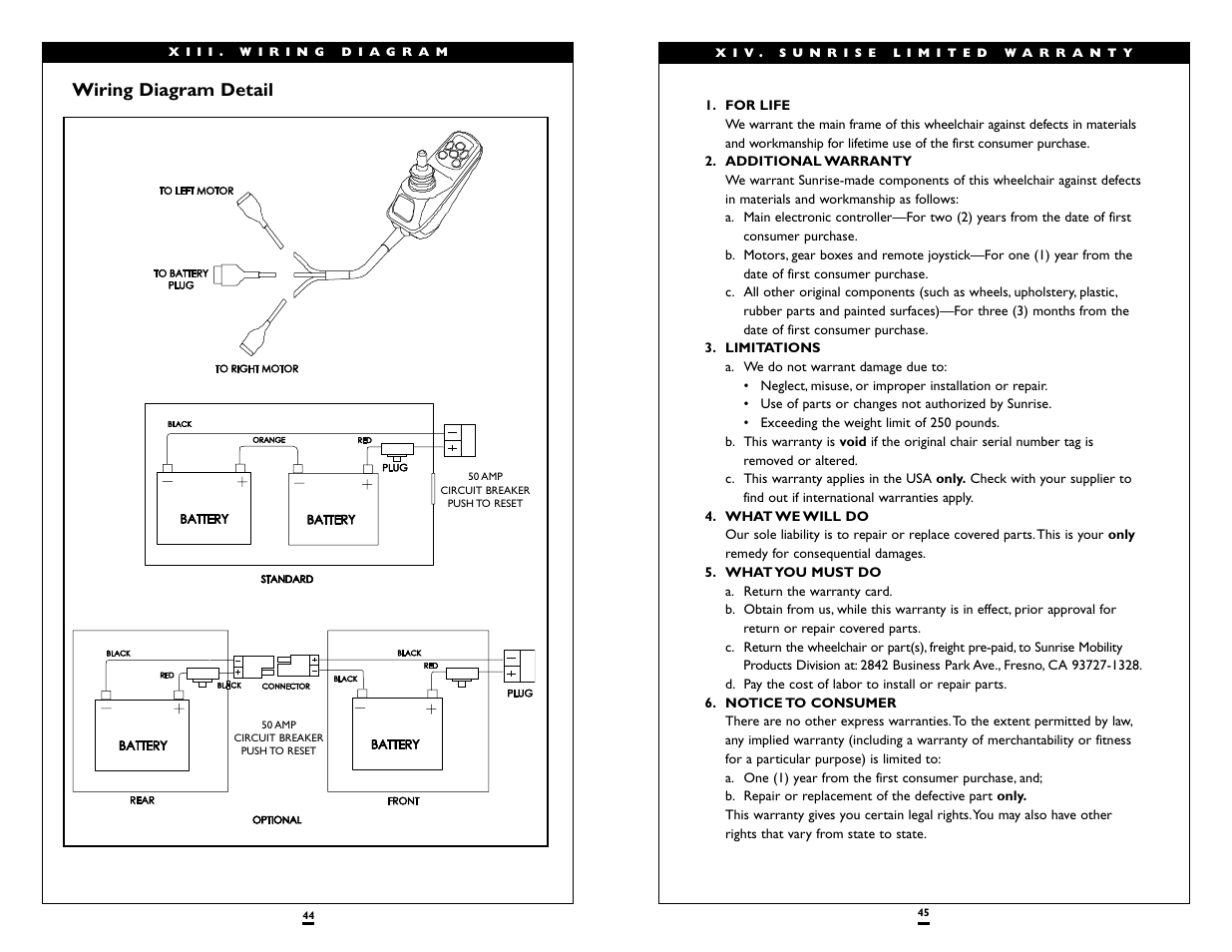 Wiring diagram detail | Sunrise Medical QUICKIE V-521 User Manual | Page 23 / 24
