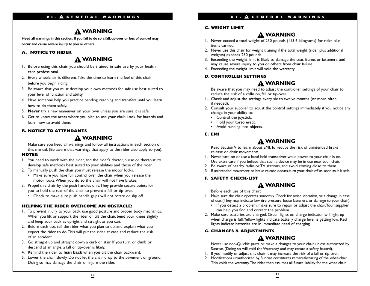 Sunrise Medical QUICKIE V-521 User Manual | Page 6 / 24