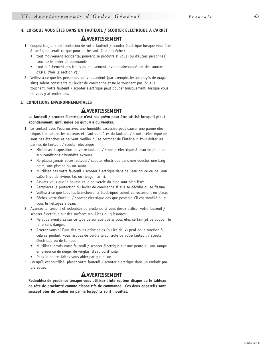 Avertissement | Sunrise Medical Ruby User Manual | Page 43 / 100