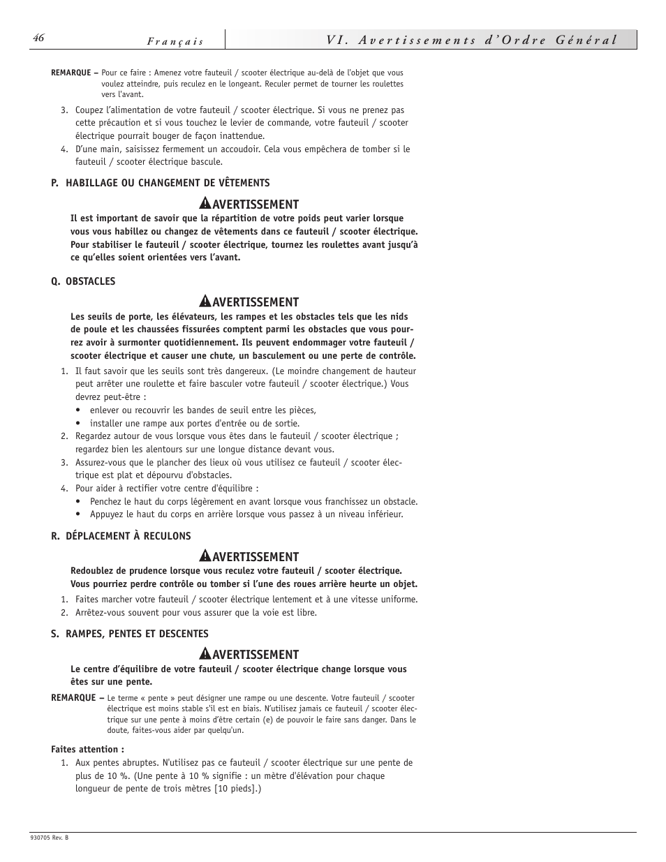 Avertissement | Sunrise Medical Ruby User Manual | Page 46 / 100