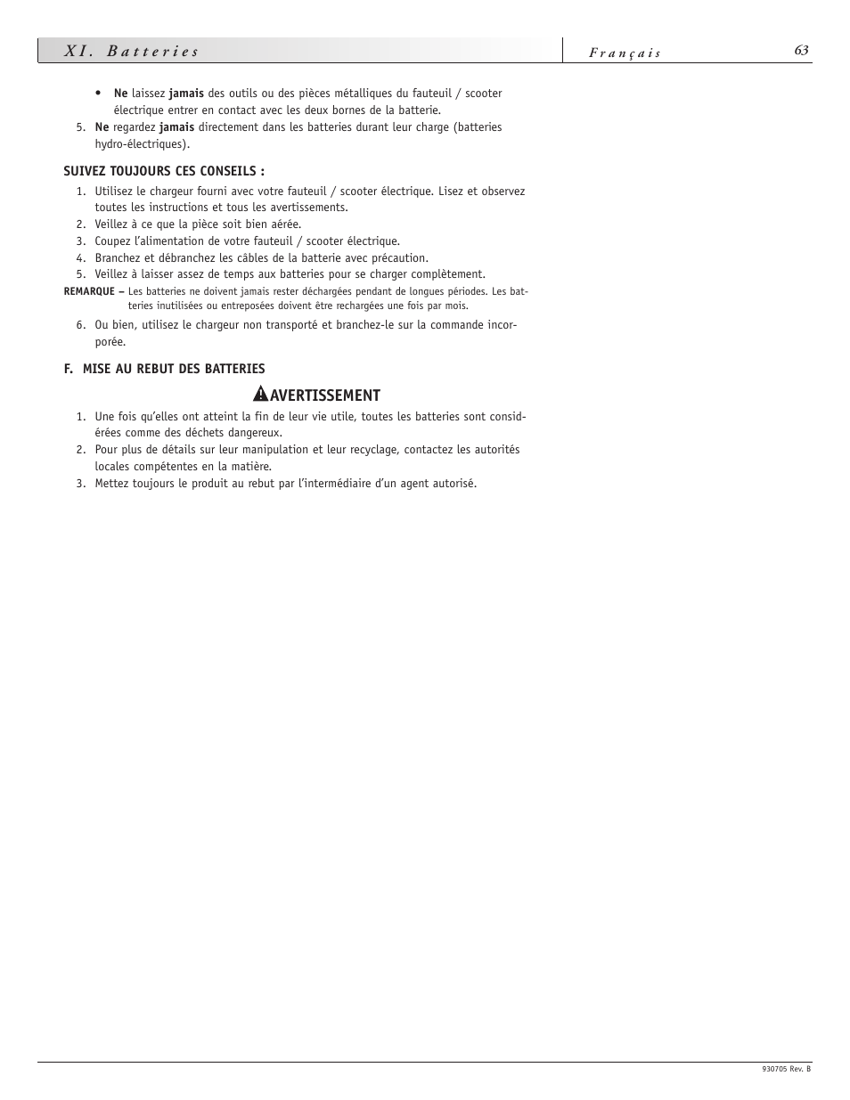 Avertissement | Sunrise Medical Ruby User Manual | Page 63 / 100