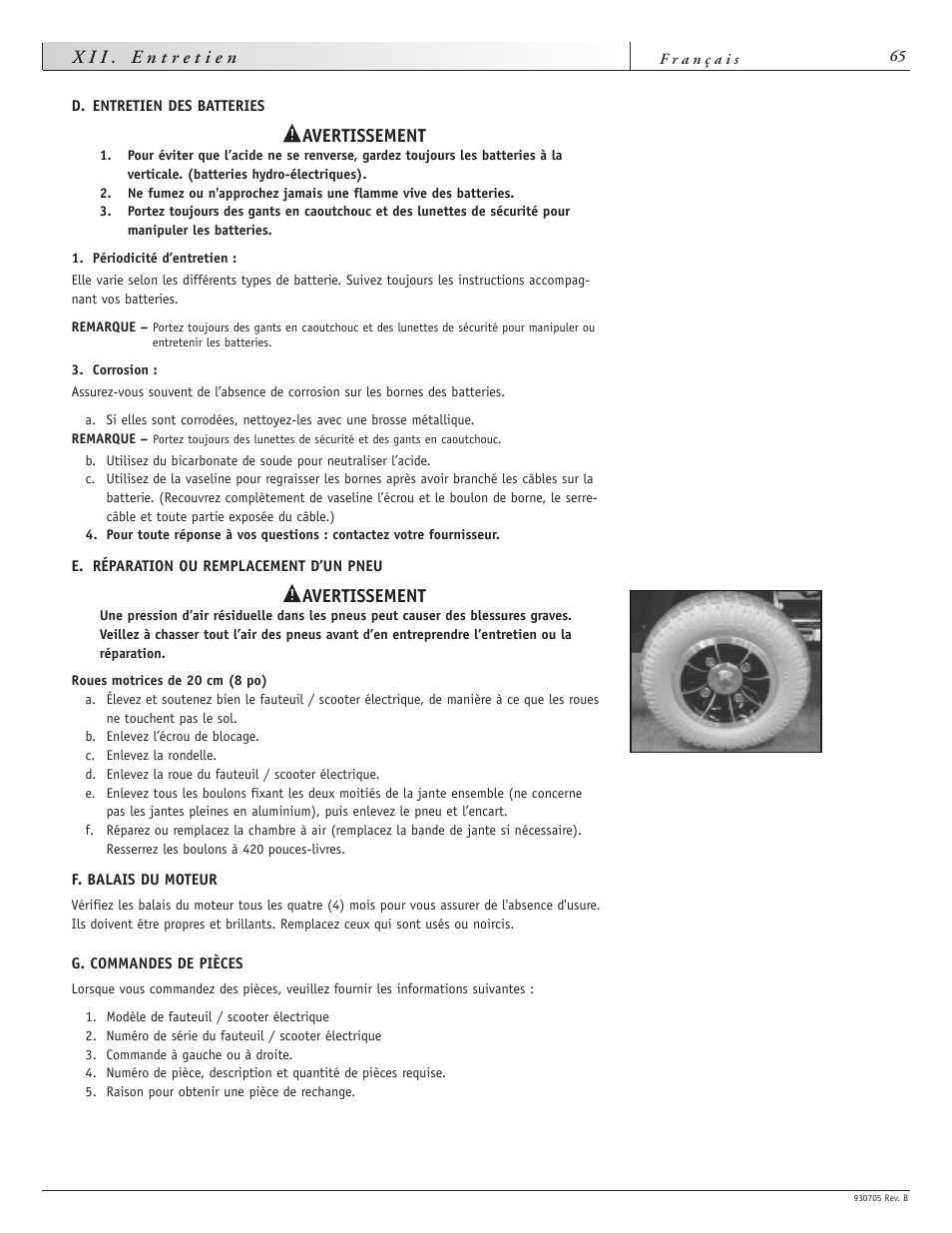 Avertissement | Sunrise Medical Ruby User Manual | Page 65 / 100