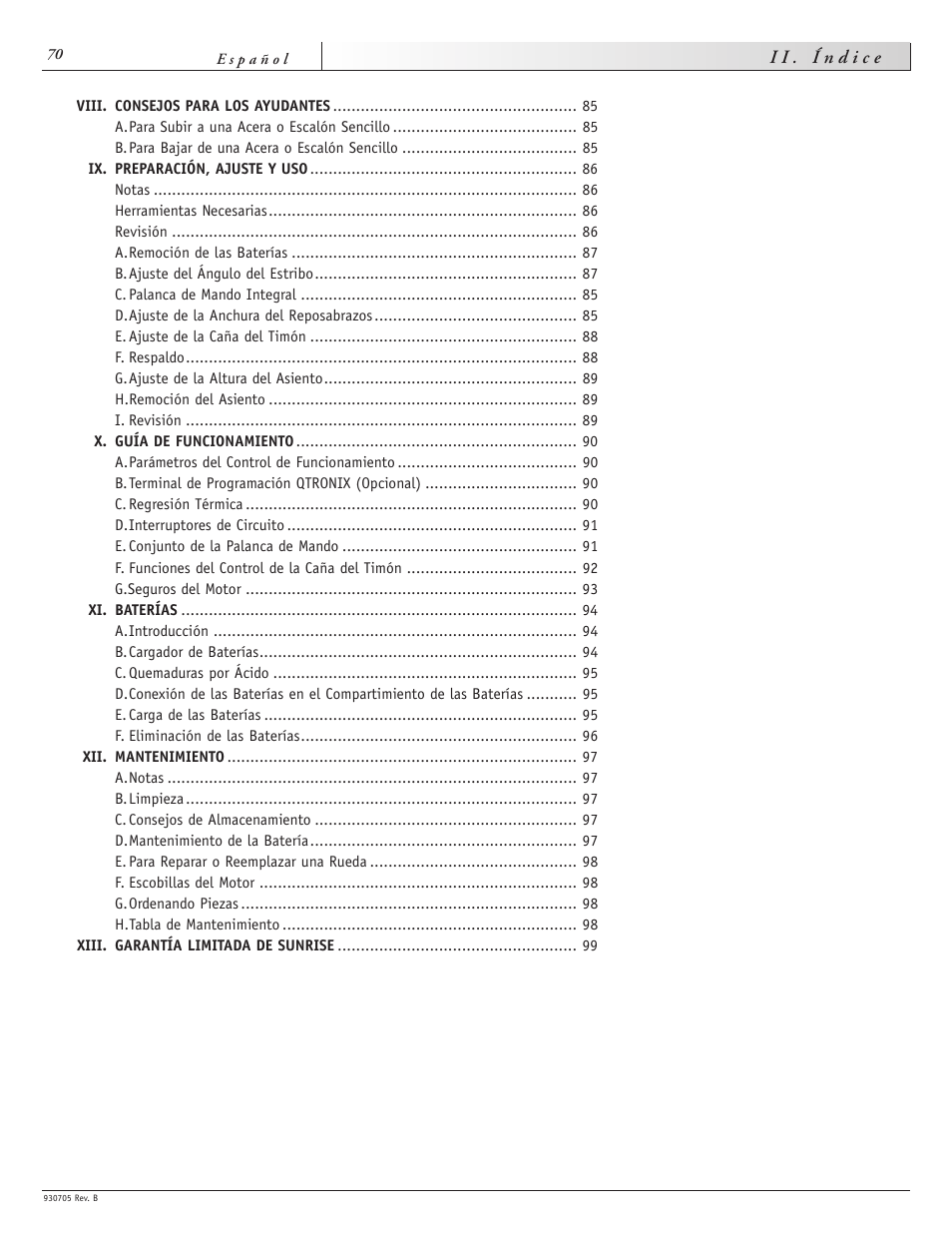 Sunrise Medical Ruby User Manual | Page 70 / 100