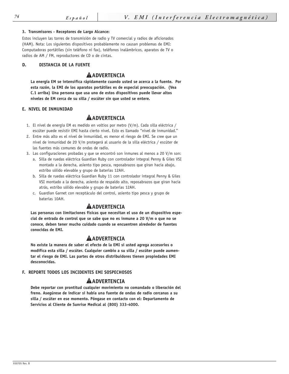 Sunrise Medical Ruby User Manual | Page 74 / 100