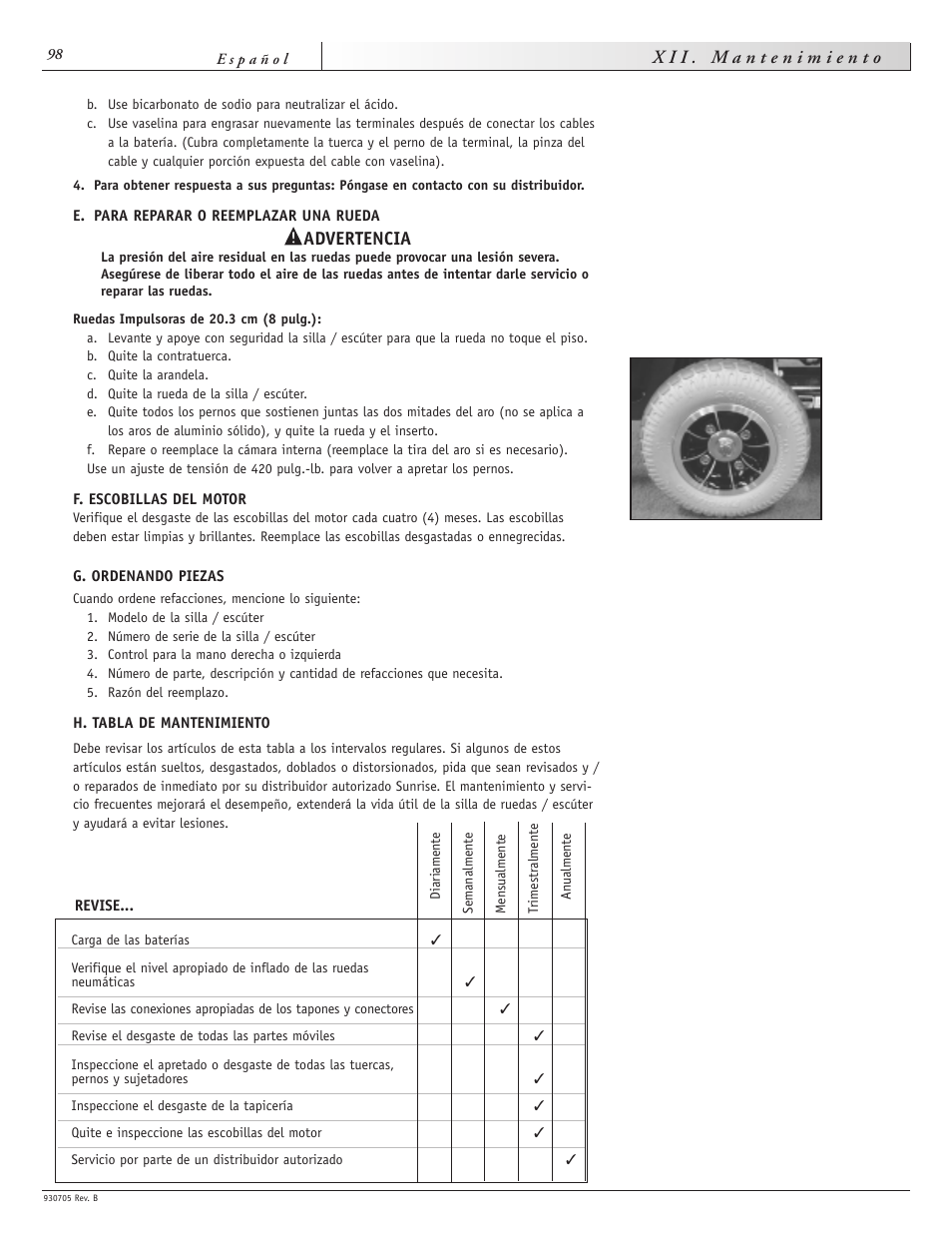 Advertencia | Sunrise Medical Ruby User Manual | Page 98 / 100