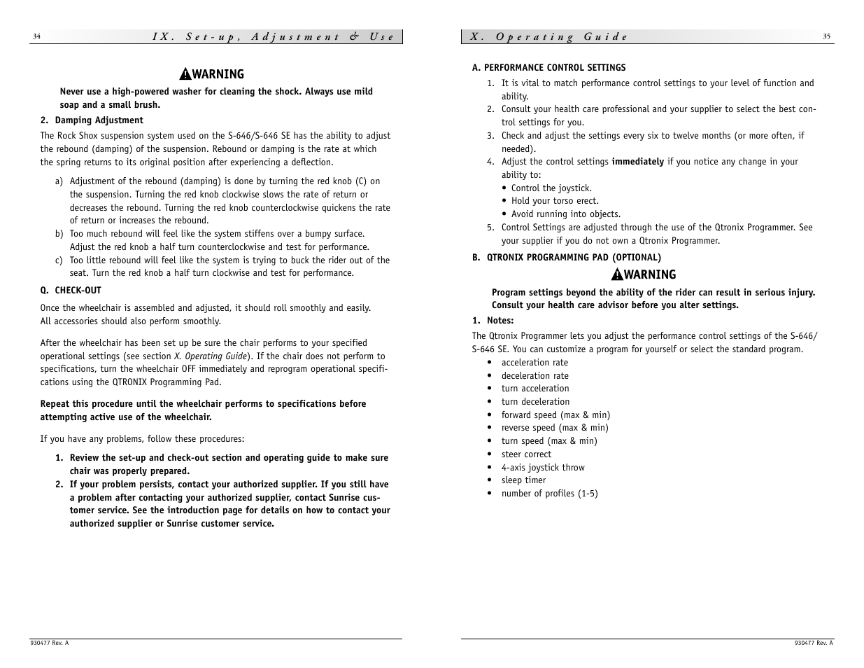 Sunrise Medical Quickie S-646 SE User Manual | Page 18 / 27