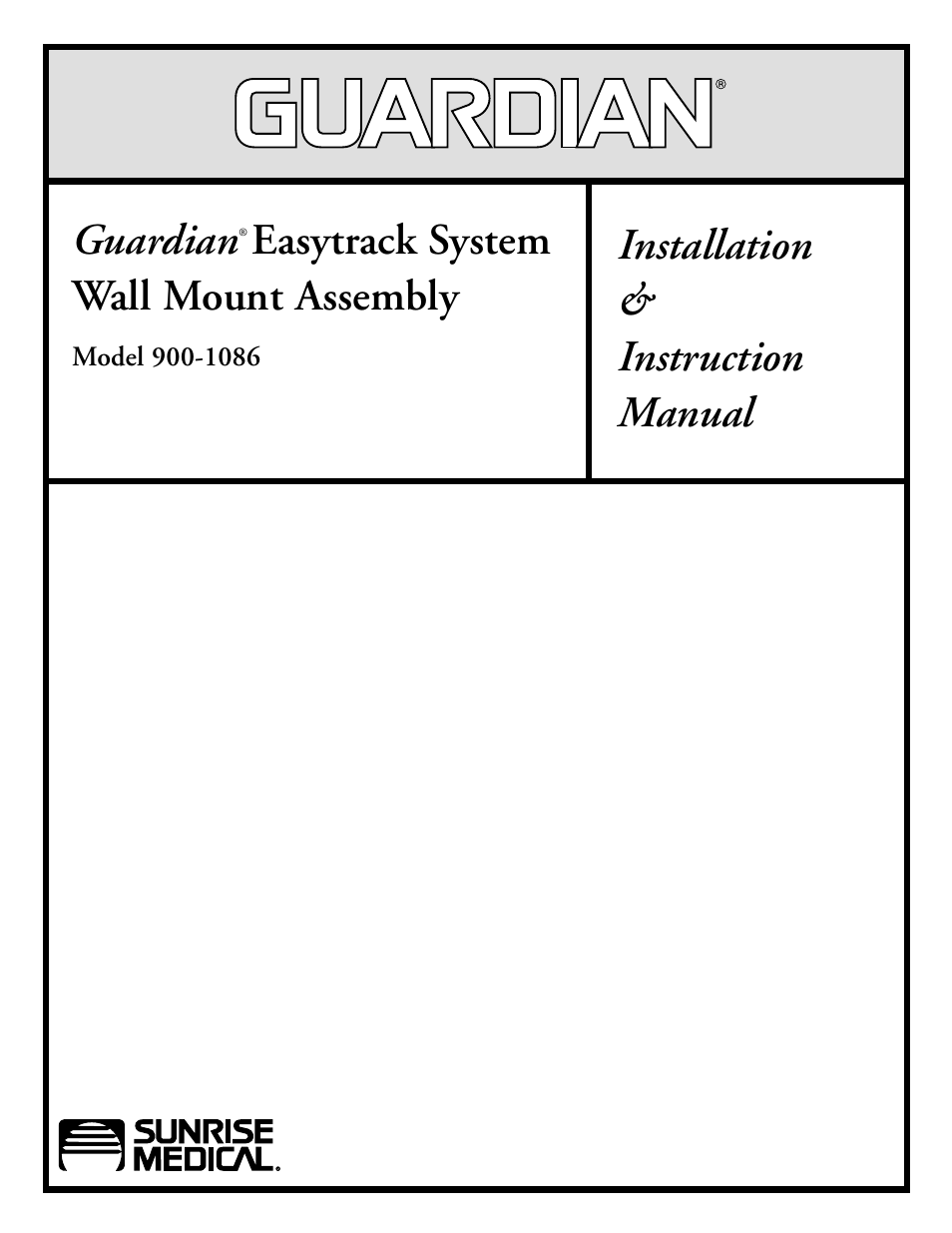 Sunrise Medical Guardian Easytrack System Wall Mount Assembly 900-1086 User Manual | 8 pages