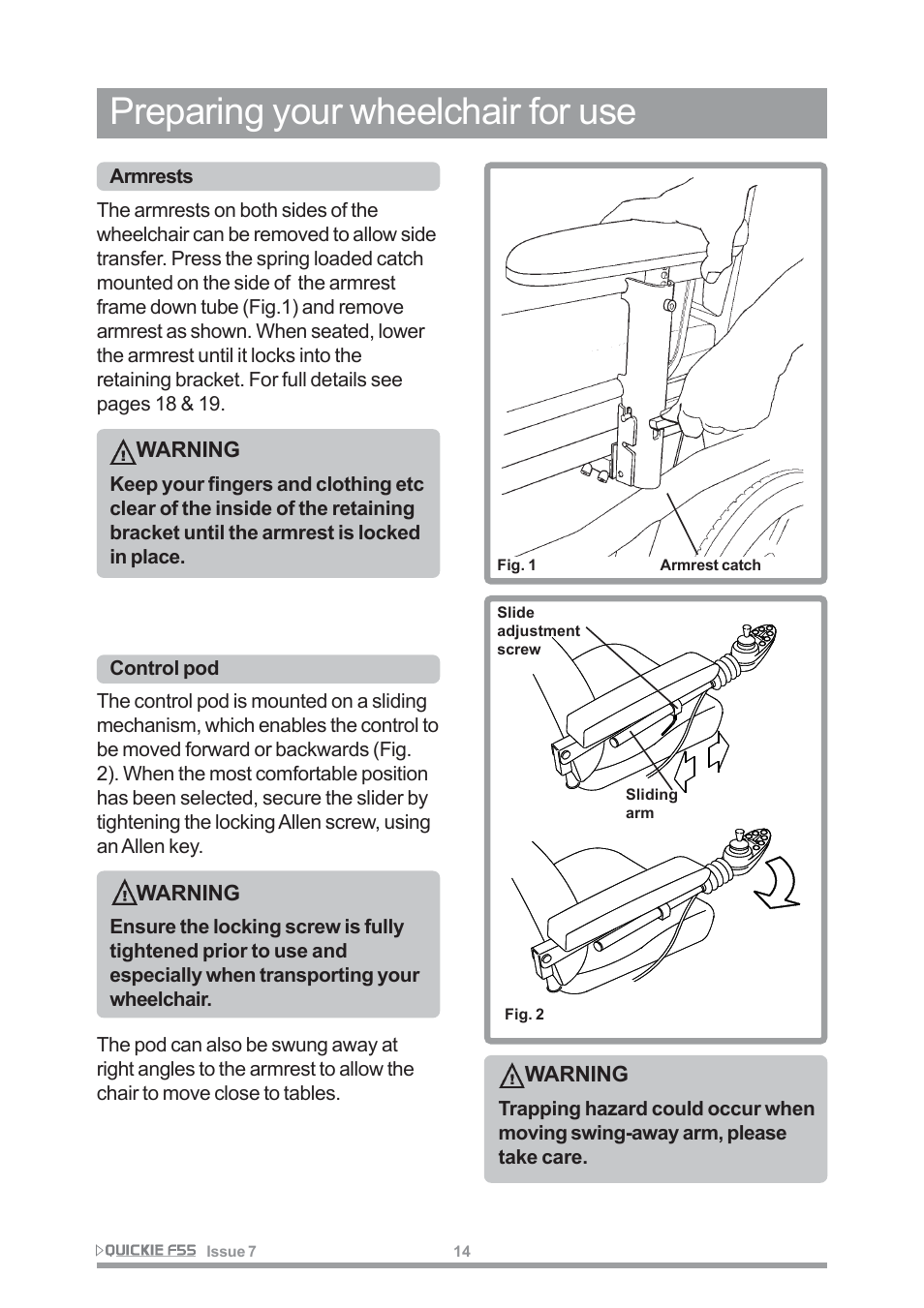 Preparing your wheelchair for use | Sunrise Medical QUICKIE F55 User Manual | Page 16 / 77