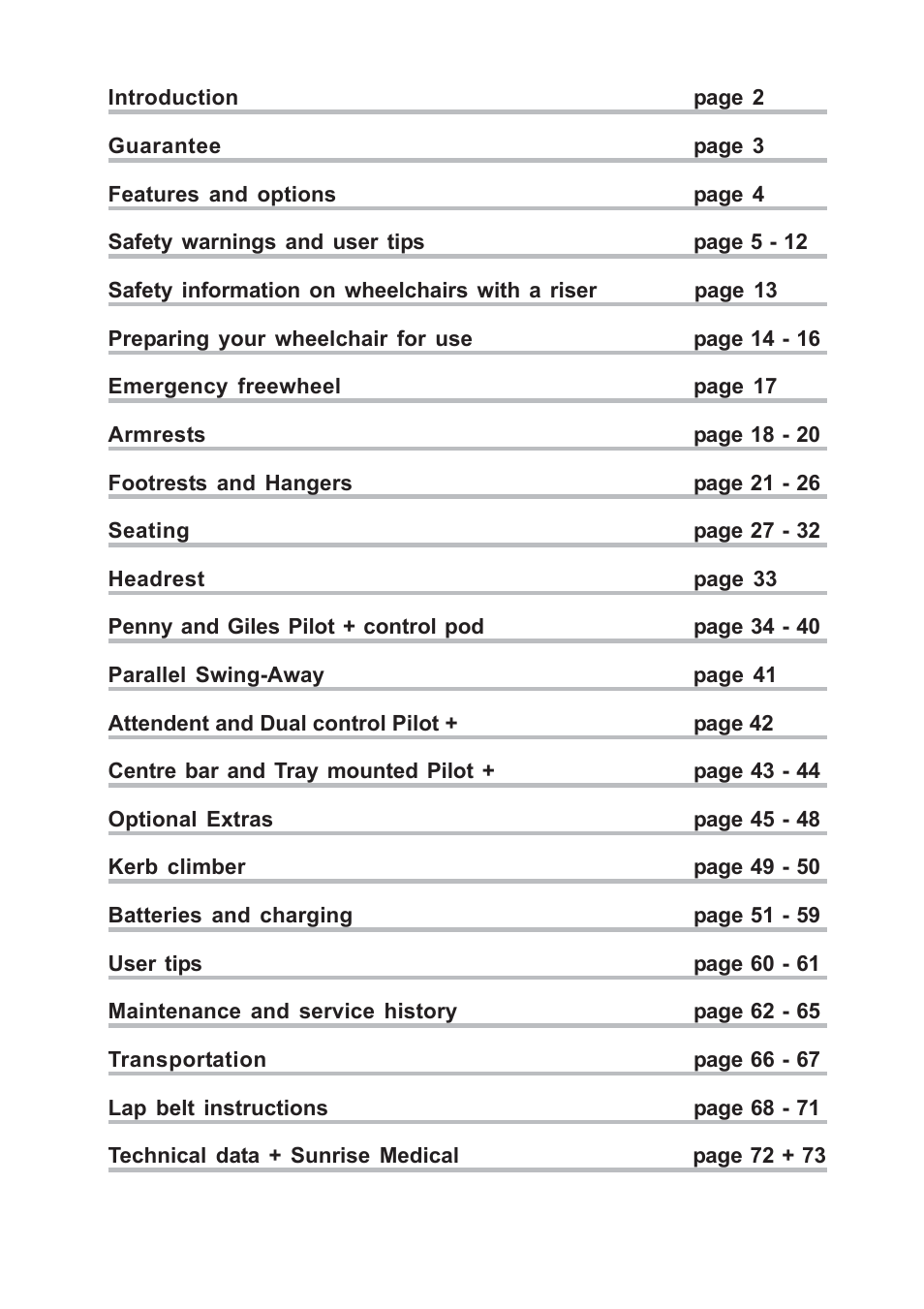 Sunrise Medical QUICKIE F55 User Manual | Page 3 / 77