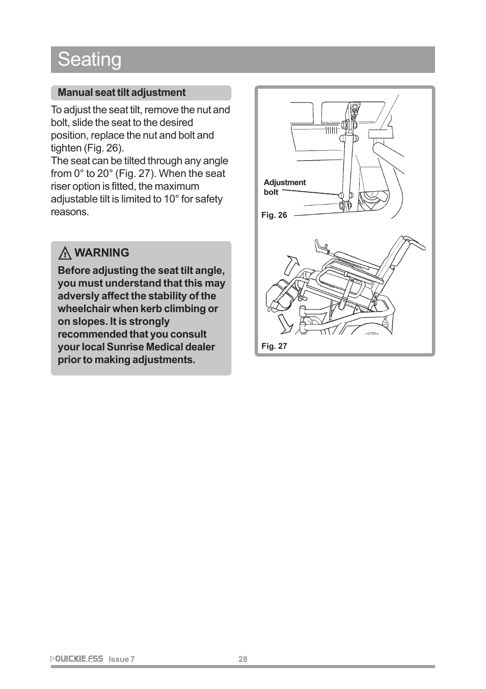 Seating | Sunrise Medical QUICKIE F55 User Manual | Page 30 / 77