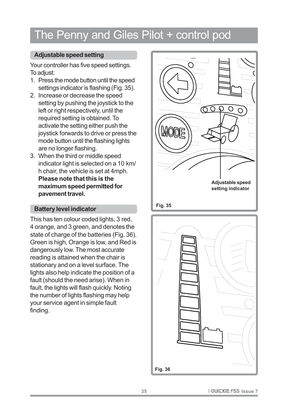 The penny and giles pilot + control pod | Sunrise Medical QUICKIE F55 User Manual | Page 37 / 77