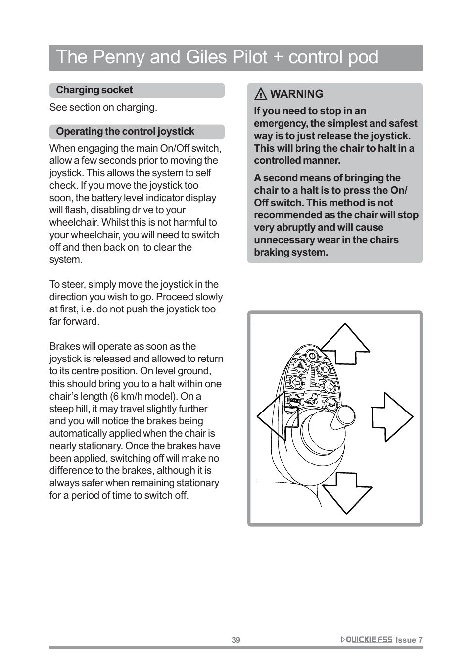 The penny and giles pilot + control pod | Sunrise Medical QUICKIE F55 User Manual | Page 41 / 77