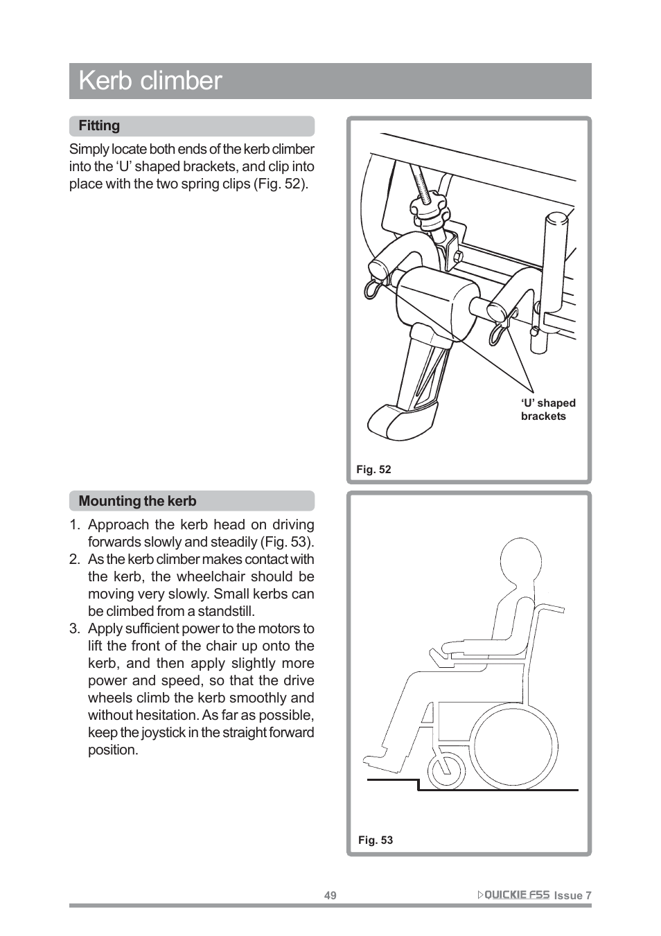 Kerb climber | Sunrise Medical QUICKIE F55 User Manual | Page 51 / 77