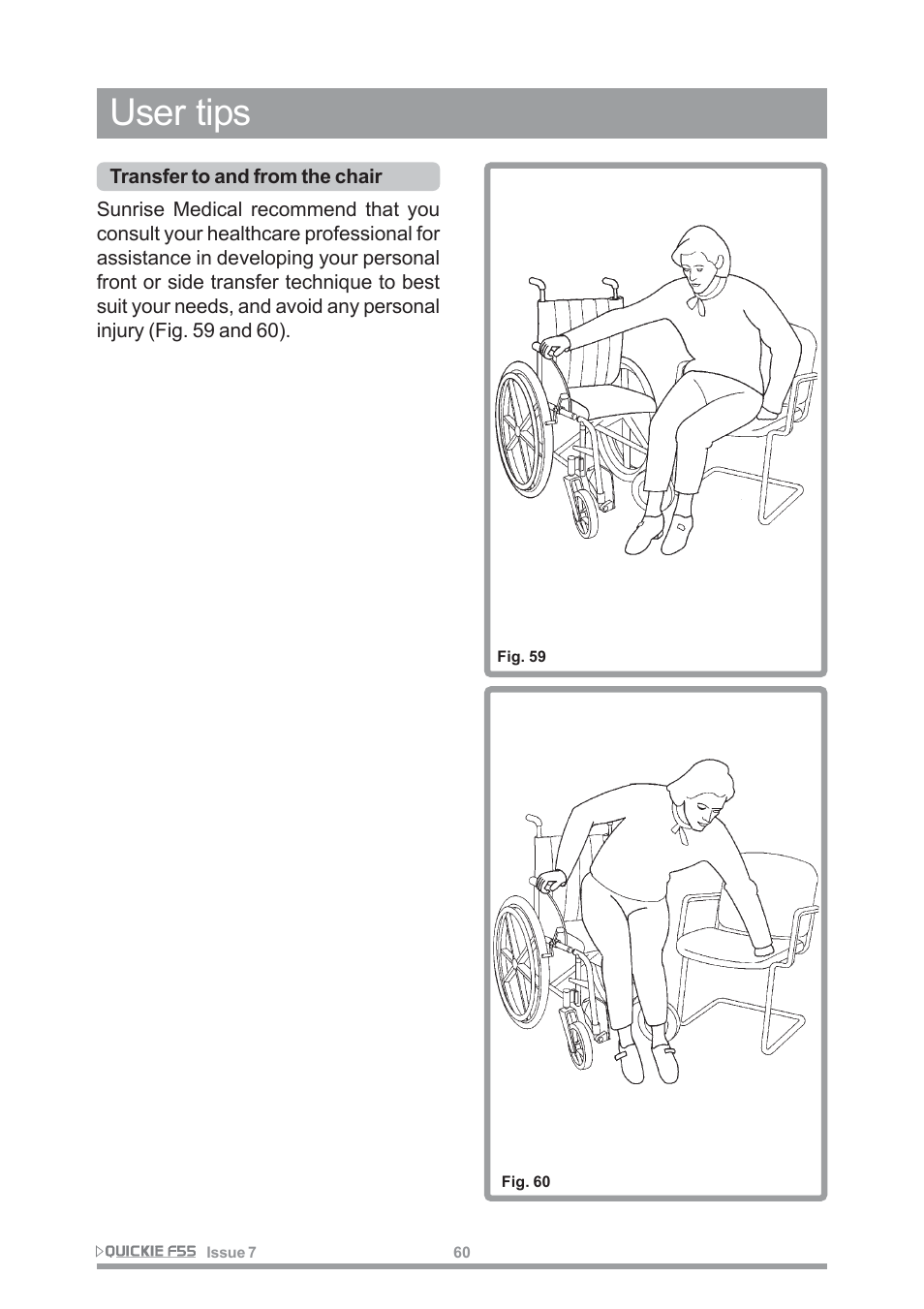 User tips | Sunrise Medical QUICKIE F55 User Manual | Page 62 / 77