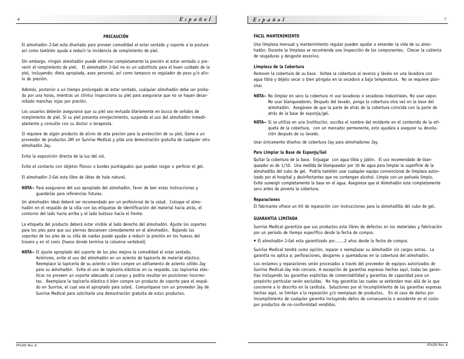 Sunrise Medical Cushion J-Gel User Manual | Page 4 / 9