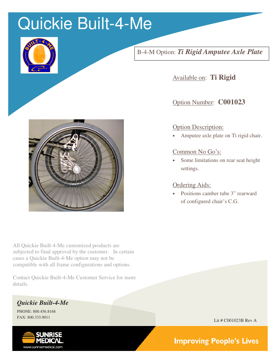 Sunrise Medical Ti Rigid C001023 User Manual | 1 page