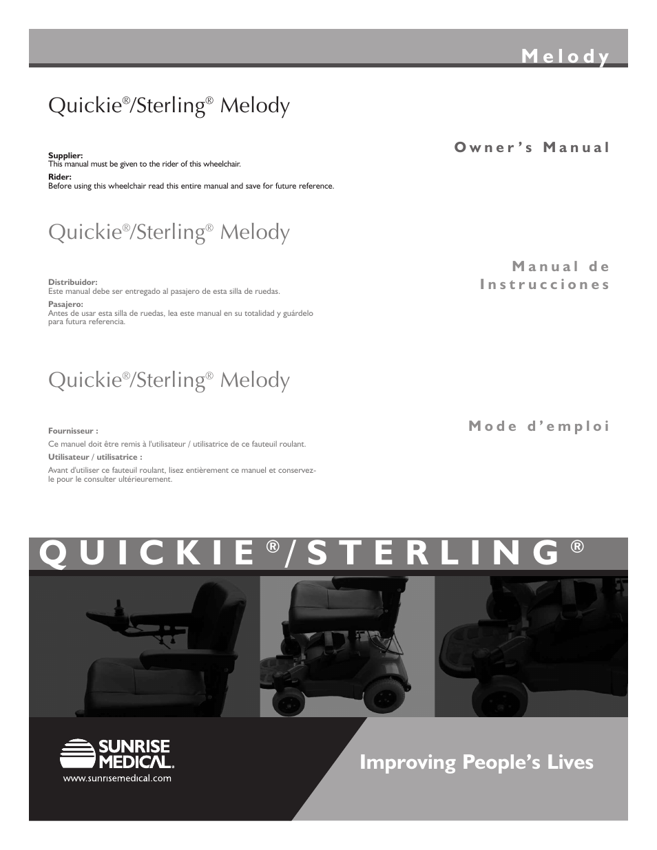 Sunrise Medical Sterling User Manual | 56 pages