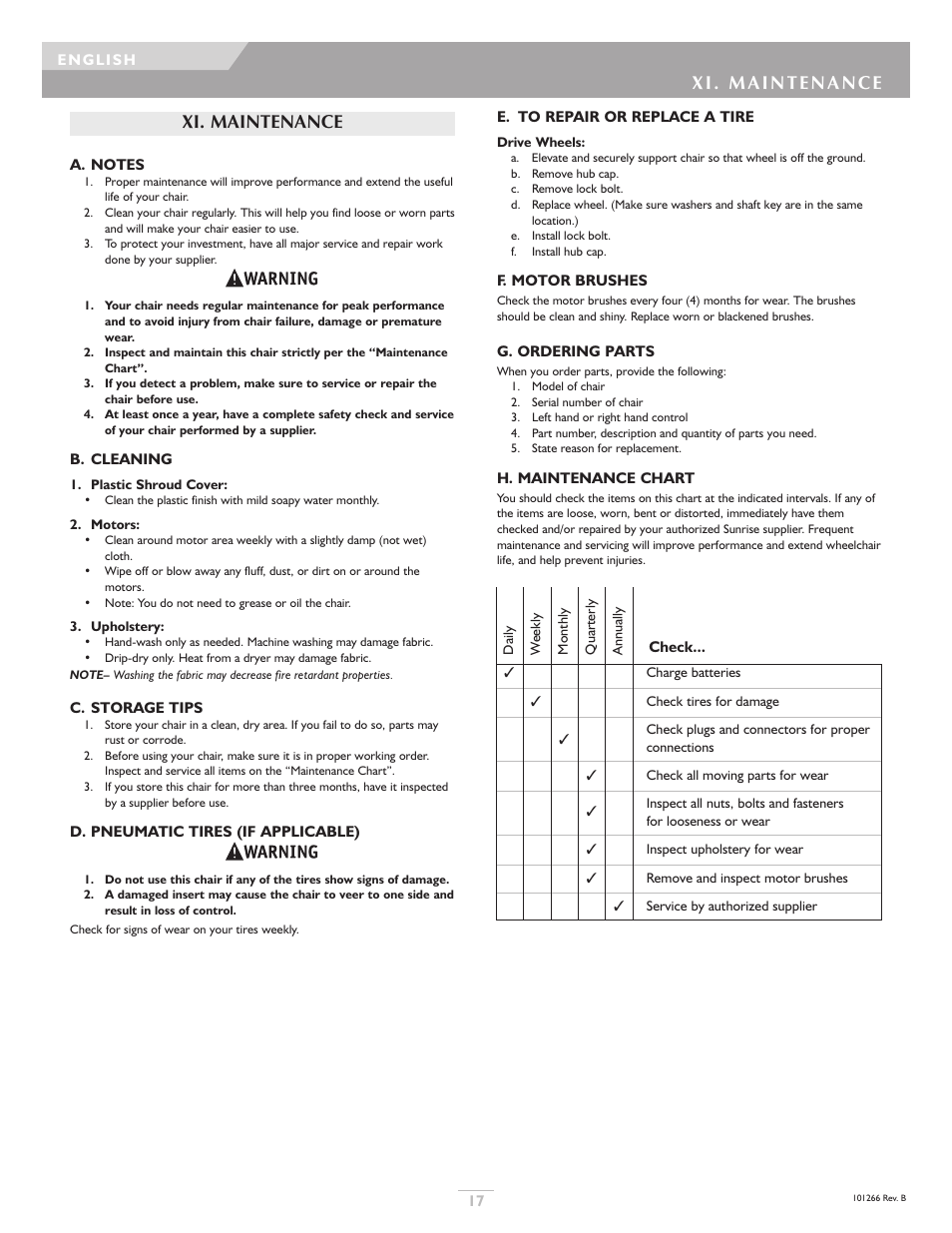 Sunrise Medical Sterling User Manual | Page 17 / 56