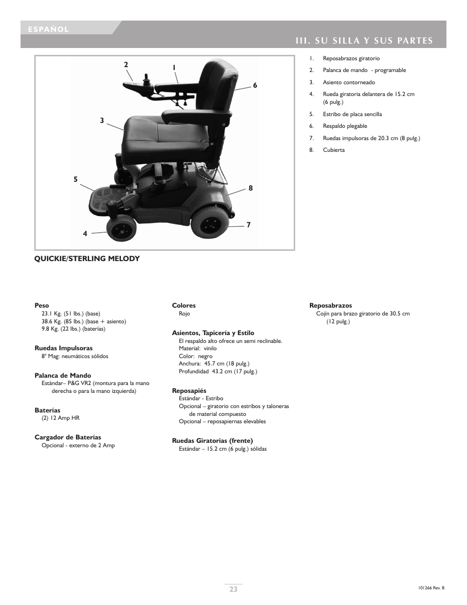 Sunrise Medical Sterling User Manual | Page 23 / 56