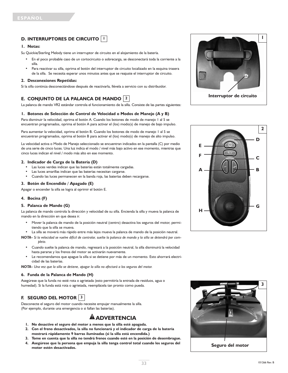 Advertencia | Sunrise Medical Sterling User Manual | Page 33 / 56