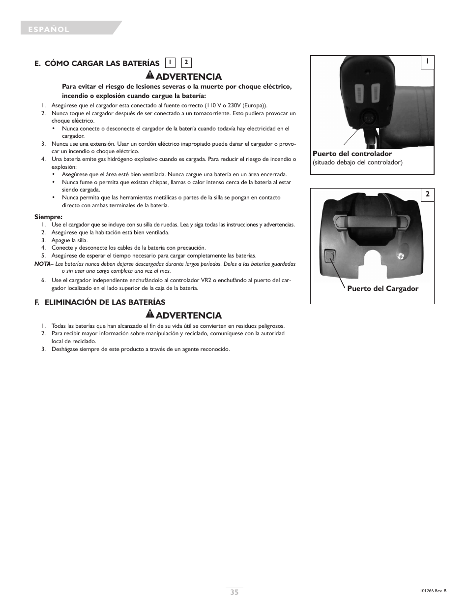 Advertencia | Sunrise Medical Sterling User Manual | Page 35 / 56