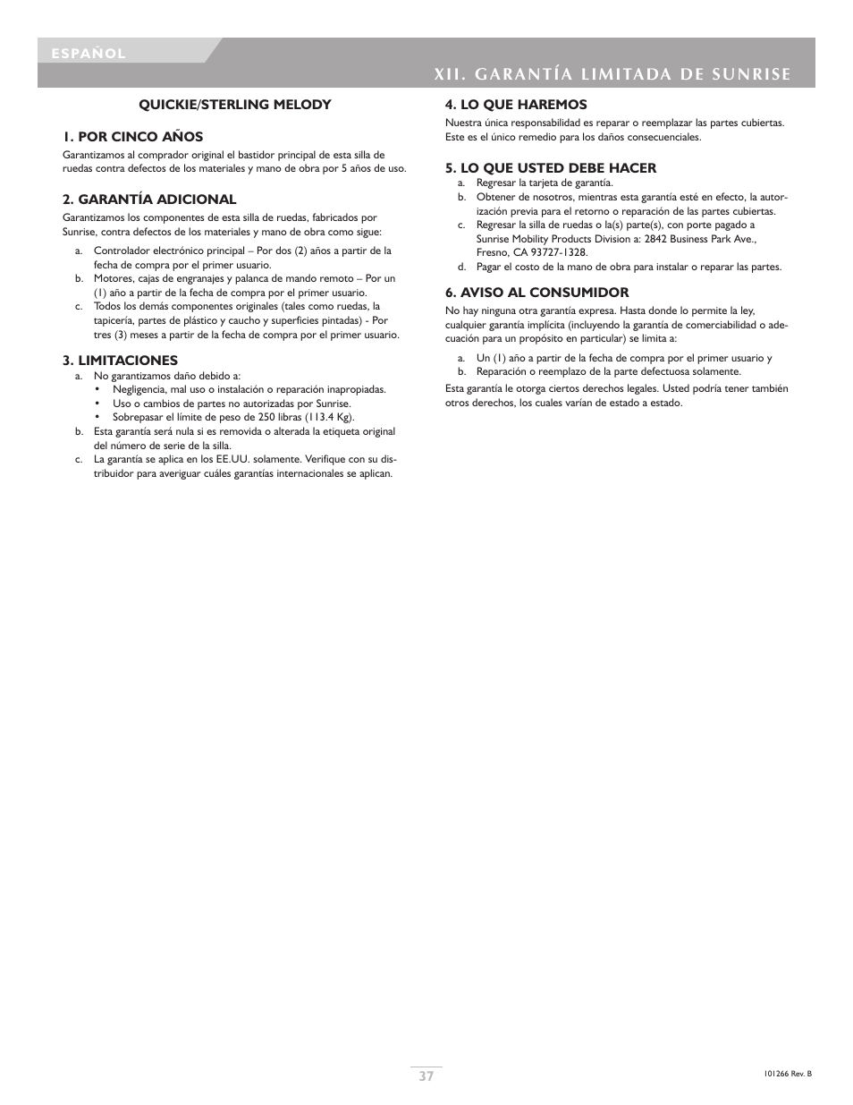 Sunrise Medical Sterling User Manual | Page 37 / 56