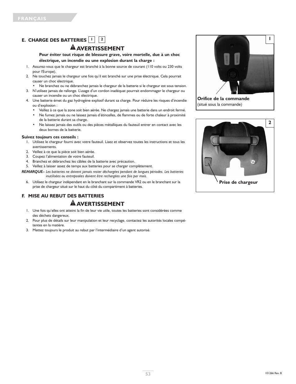 Avertissement | Sunrise Medical Sterling User Manual | Page 53 / 56