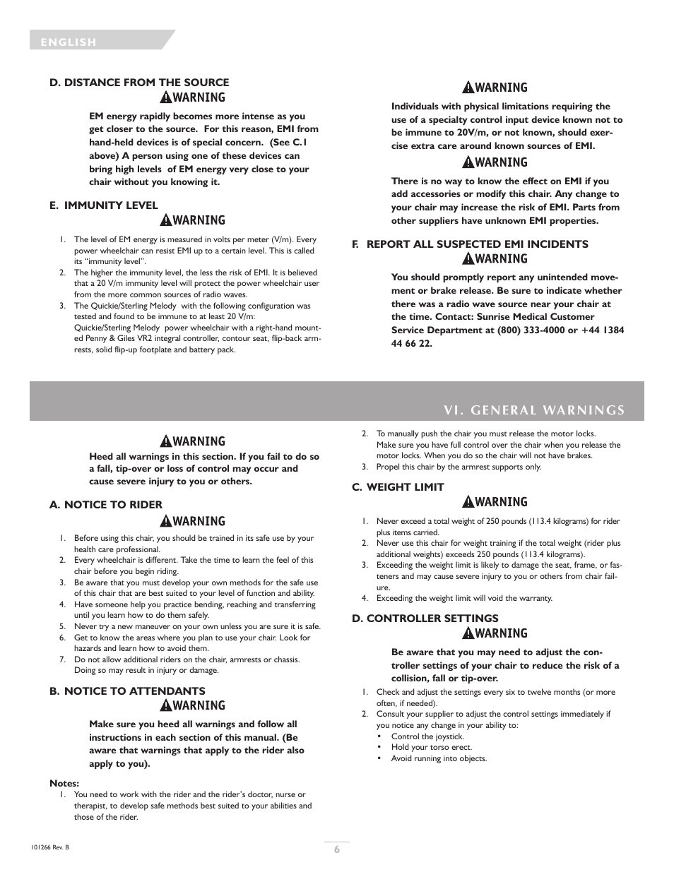 Sunrise Medical Sterling User Manual | Page 6 / 56