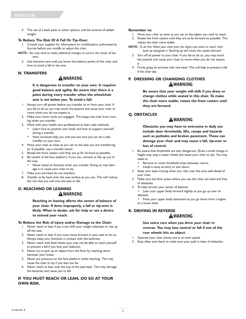 Sunrise Medical Sterling User Manual | Page 8 / 56