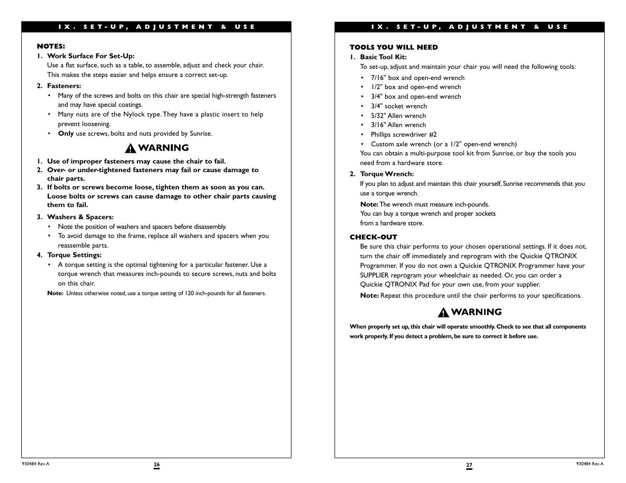 Sunrise Medical QUICKIE G-424 User Manual | Page 14 / 27