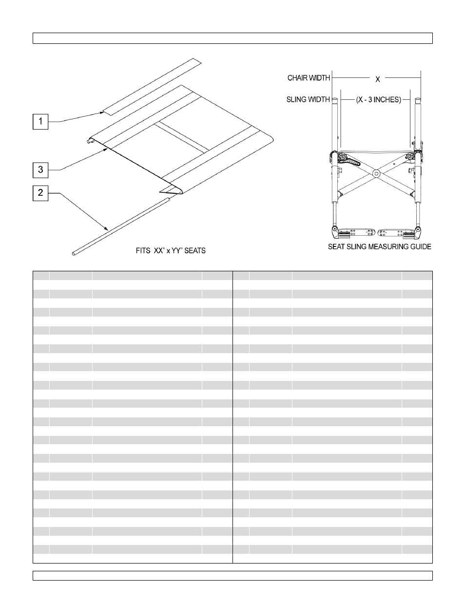 Seat sling | Sunrise Medical Swing-Away and Fixed Front GTX User Manual | Page 33 / 115